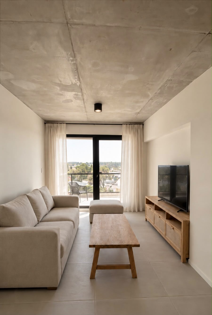 Living de departamento a estrenar en el centro de Monte Hermoso, edificio Gemmulata